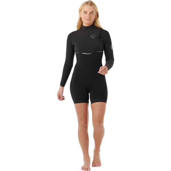 2026 Rip Curl Femmes E-Bomb 2/2mm Zip Free Manches Longues Printemps Combinaison Néoprène 149WSP - Black